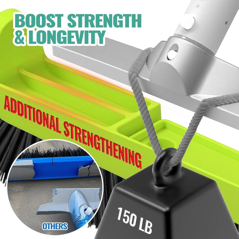 OSAMEDA 18" Pool Brush Head for Cleaning Swimming Pool Walls, Curved Ends High-Efficiency Scrub Brush for Tile, Fiberglass, Flooring and Vinyl Pools, Fits Φ1.25” Poles (Green & Black) - Image 2